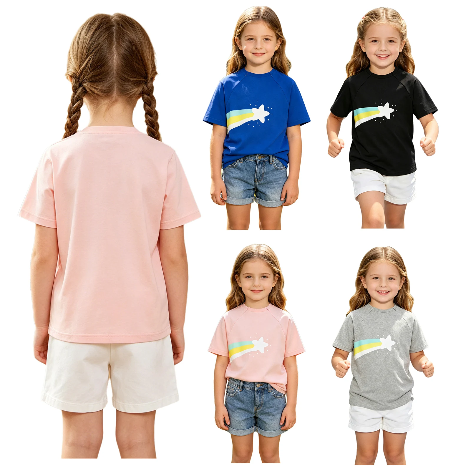 Kids Boys Girls Special Needs Adaptive Clothing Shirts Short Sleeve Rainbow Print Chest Port Access Chemo T-shirt with Zippers