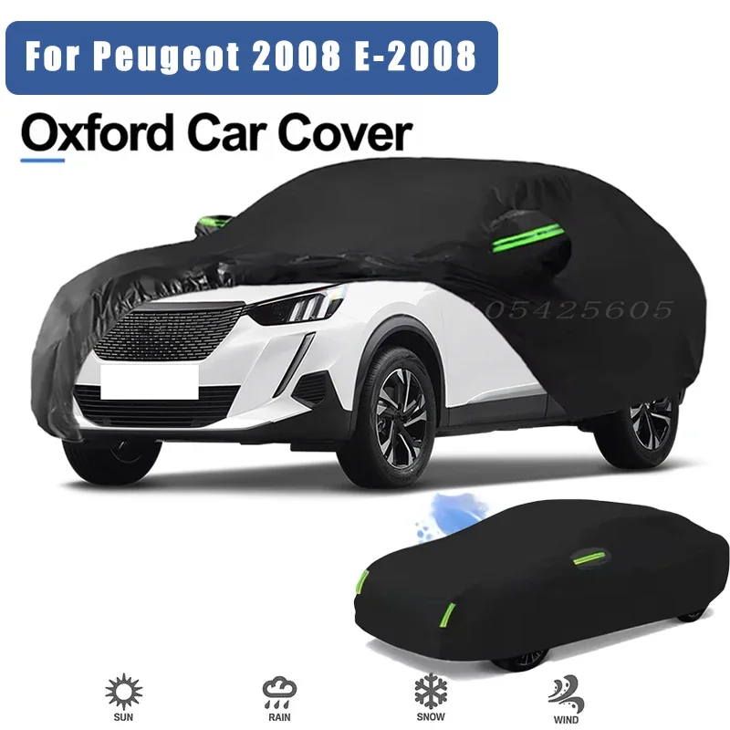 For Peugeot 2008 E-2008 Oxford Cloth Full Car Cover Outdoor Waterproof Dustproof Anti UV Sun Snow Protection Exterior Accessory