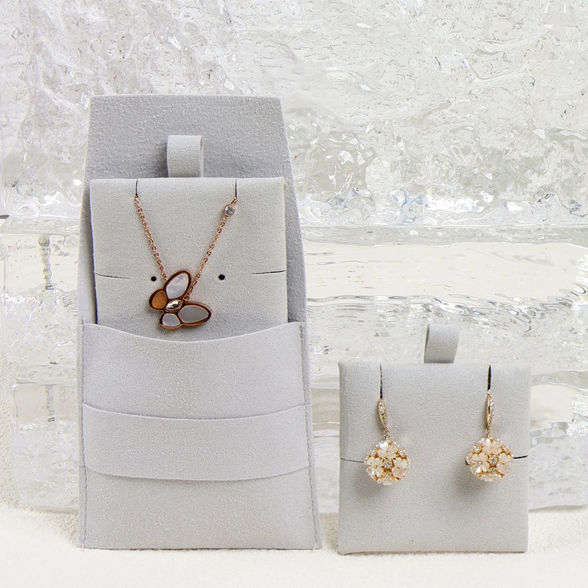 Earring Necklace Ring Storage Pouch Set Fabric Stock Velvet Canvas Jewelry Bag Customizable Microfiber Brushed Storage Pouch