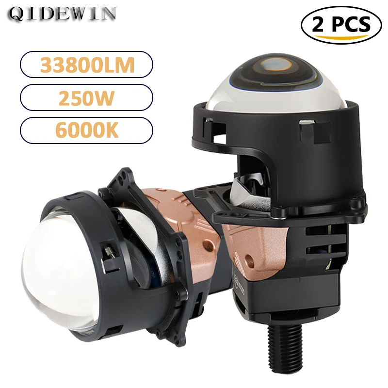 Proyector de faros delanteros de lente Universal H4 H7, Luz antiniebla automotriz de alta potencia, 6000K, 250W, luces para vehículos, focos 9005