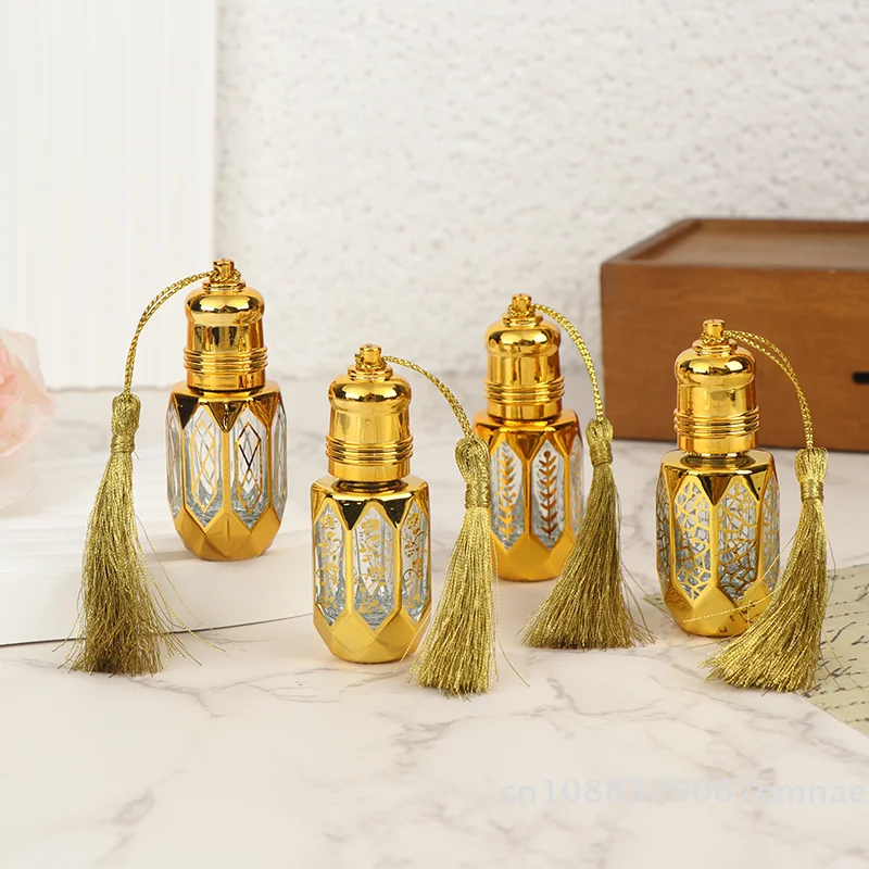 [ZYAS]6ML Mini Steel Ball Roll-on Bottle Luxury Gold Glass Perfume Sample Vials Portable Refillable Travel Bottles