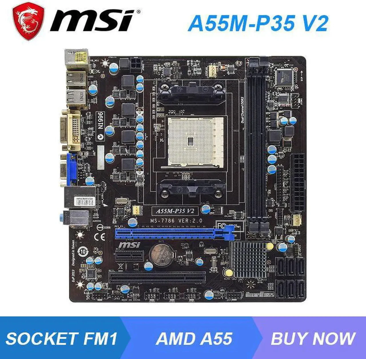 MSI A55M-P35 V2 Motherboard AMD A55 Socket FM1 DDR3 16GB Micro ATX Support A6 AD3620 AD3400 ED3200 AD221 AD3820 CPU