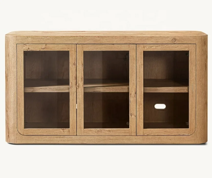 Mid-century living room furniture Solid wood cabinets Soft contour glass sideboards