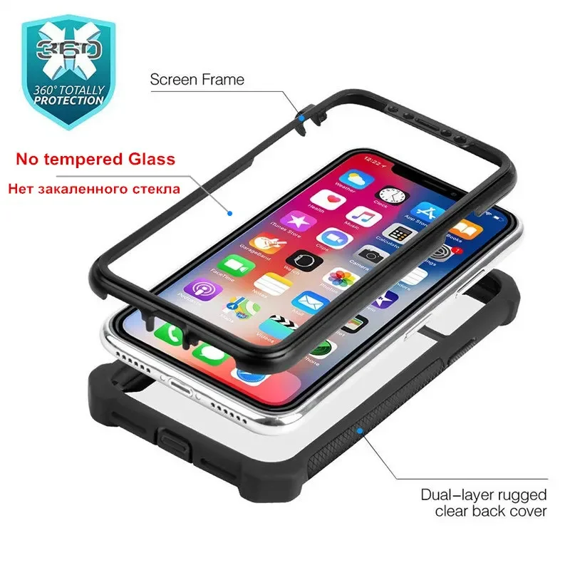 Phone Case For iPhone 12 11 Pro Max X XR XS Max 6 6S 7 8 Plus Shockproof Bumper Transparent Clear TPU Cases PC Back Phone Cover - Image 2