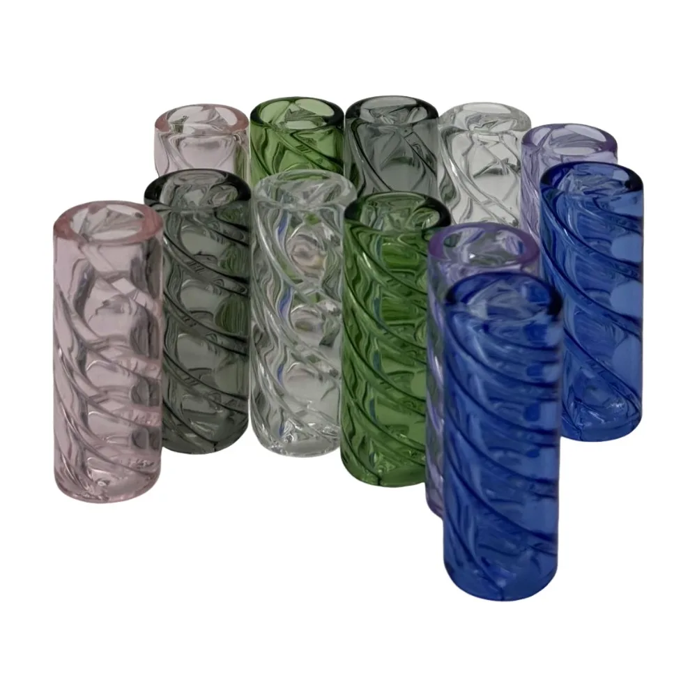 3Pcs D12XH30mm Inner Triangular Stripe Mini Glass Cigaret Filter Tips Round Mouth for Dry Herb Rolling Drip Mouth Tips Tool