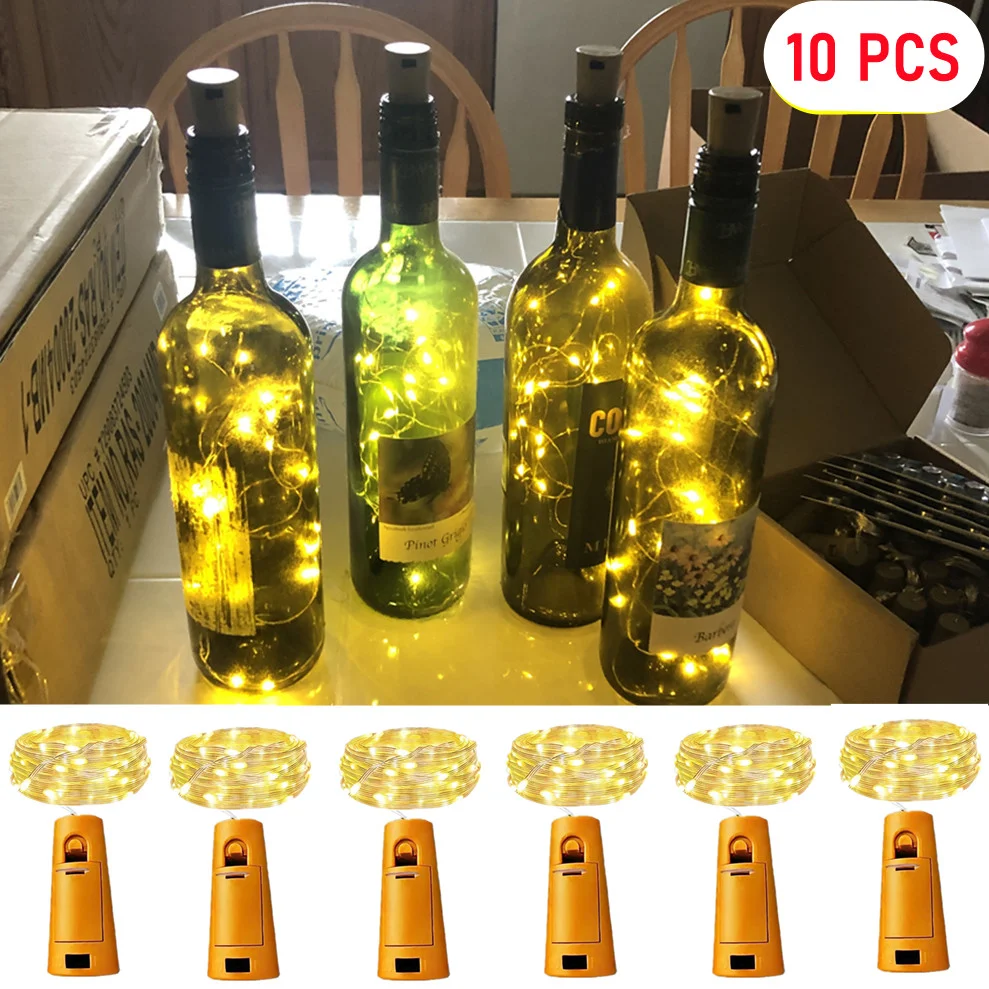 

10Pcs 1M 2M 3M Wine Bottle Cork LED String Lights Holiday Fairy Lights Garland Christmas Tree Wedding Party Bar Bottle Lights