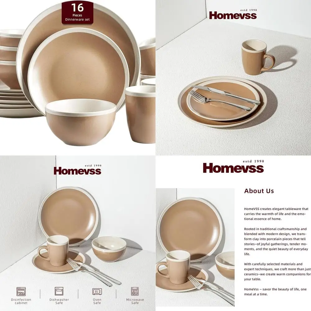 

Beige & Ivory 16-Piece Rock Ridge Stoneware Dinnerware Set