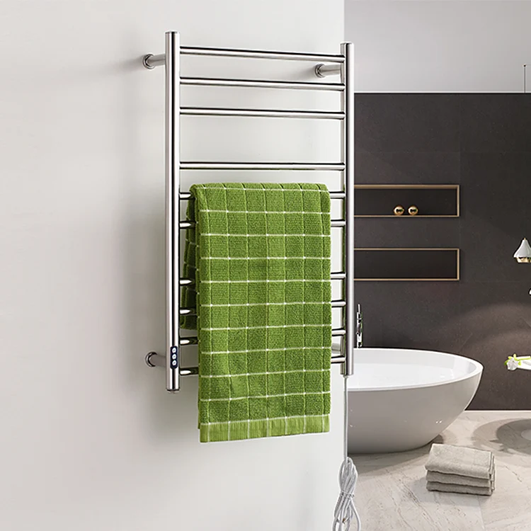 Electric Stainless Steel Chrome Bathroom Heated Towel Rail Radiator With Timer