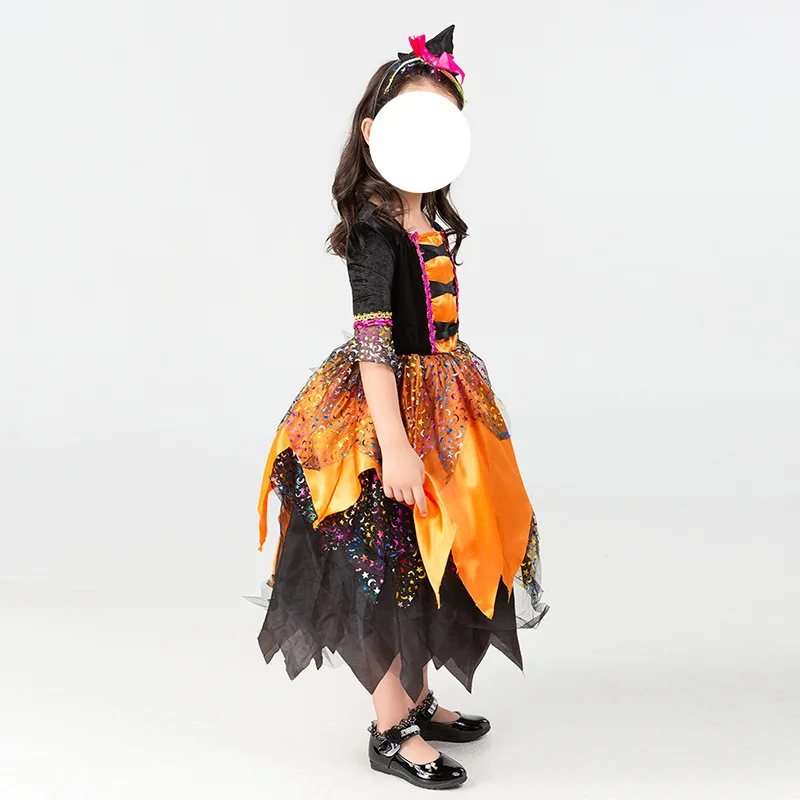 Costume da strega per bambini Cosplay Par Magic Ruolo-plang Gonna Materiale in poliestere Loween Celebration Ensemble