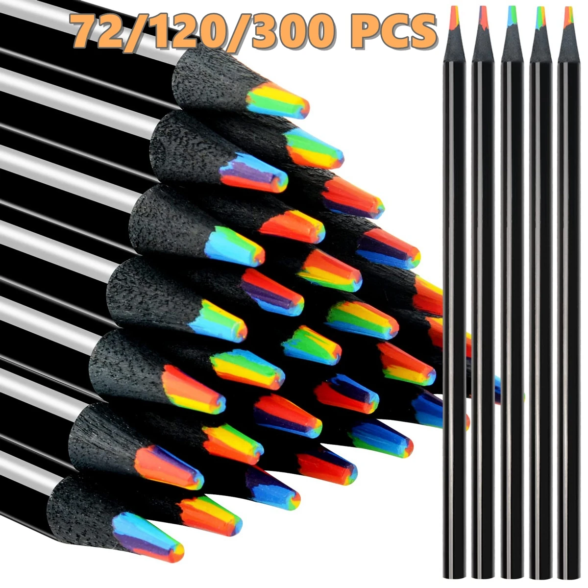 72/120/300pcs 7 in 1 Rainbow Colored Pencils,Concentric Gradient Rainbow Pencils for Kids Pencils,Drawing Sketching Art Supplies