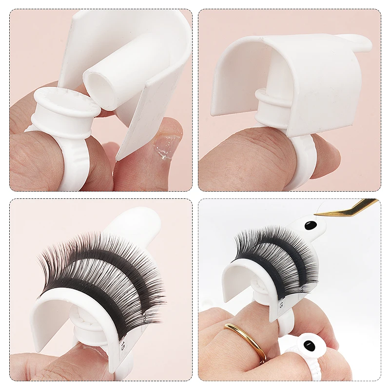 5pcs Eyelash Splitter Nail Art Tattoo Glue Pallet Holder Lash Extension Ring Stand Adhesive Pigment Holder Finger Makeup Tool