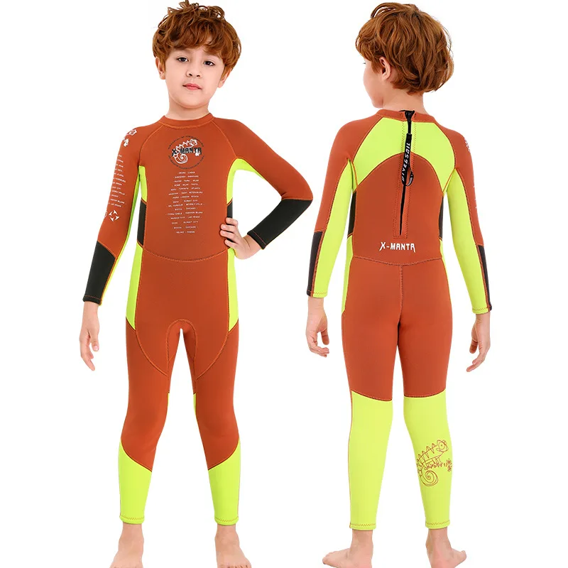 Oulylan-Combinaison de plongée en néoprène pour enfants, 2.5mm, une pièce, manches longues, plongée chaude trempée pour la plongée en apnée, le surf, les maillots de bain