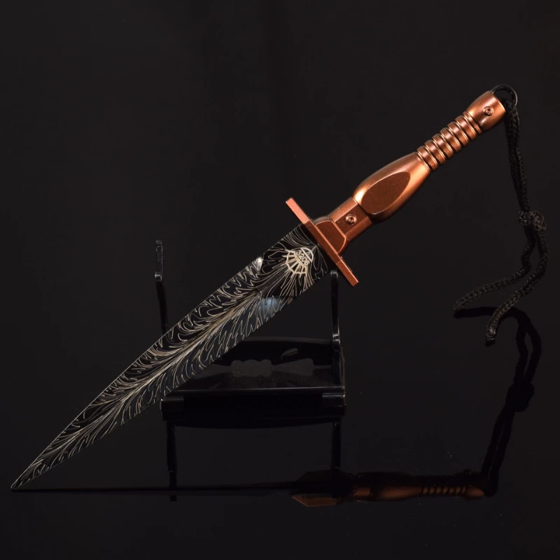 Couteau d'assaut de jeu de dérivation d'arène 22cm/8,66 pouces, couteau d'assaut, couteau katana, fleur en métal, modèle d'arme en acier, ornement de bureau, jouet cadeau