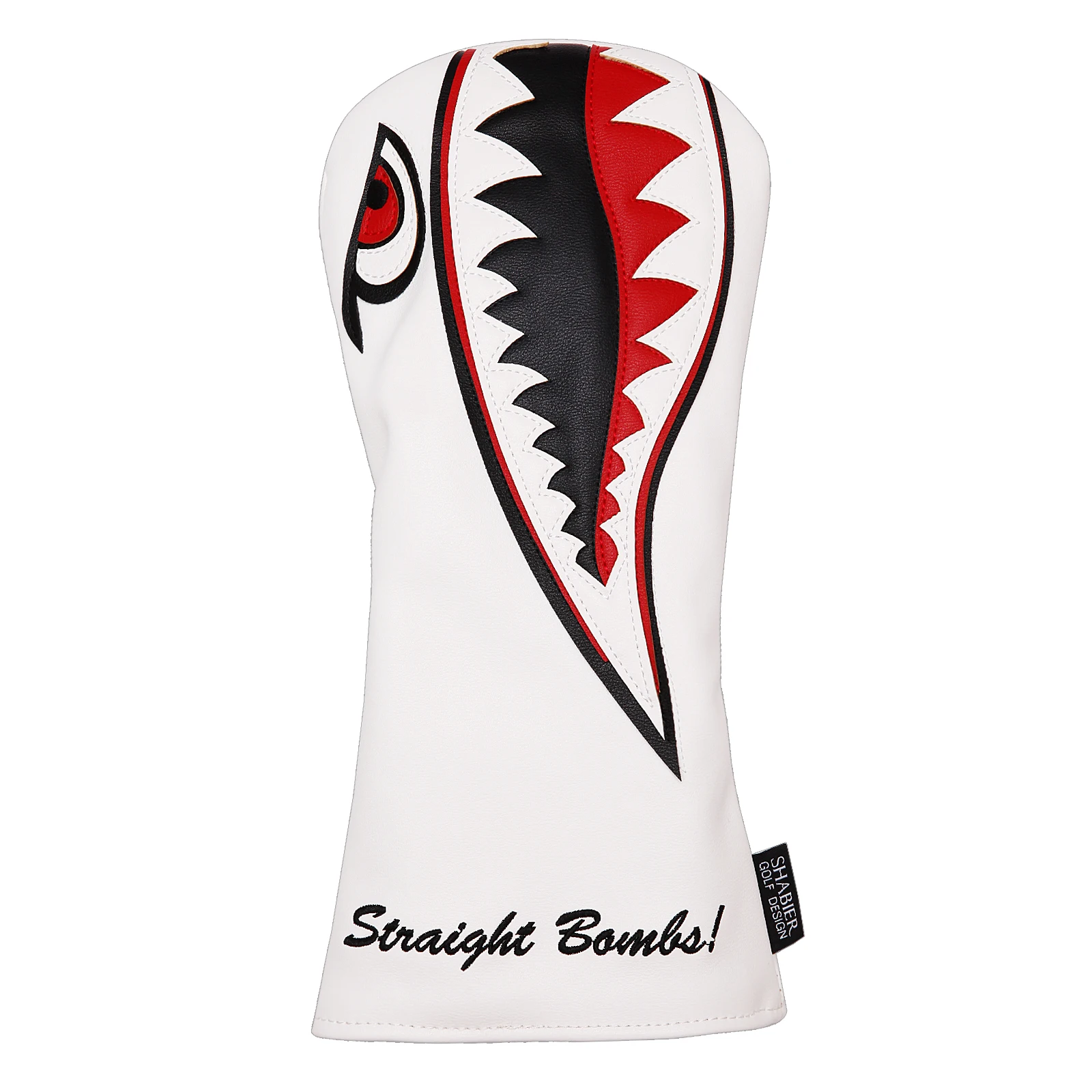 White PU Leather Big Shark Design Golf Driver Head Cover 460cc Golf Club Driver Covers