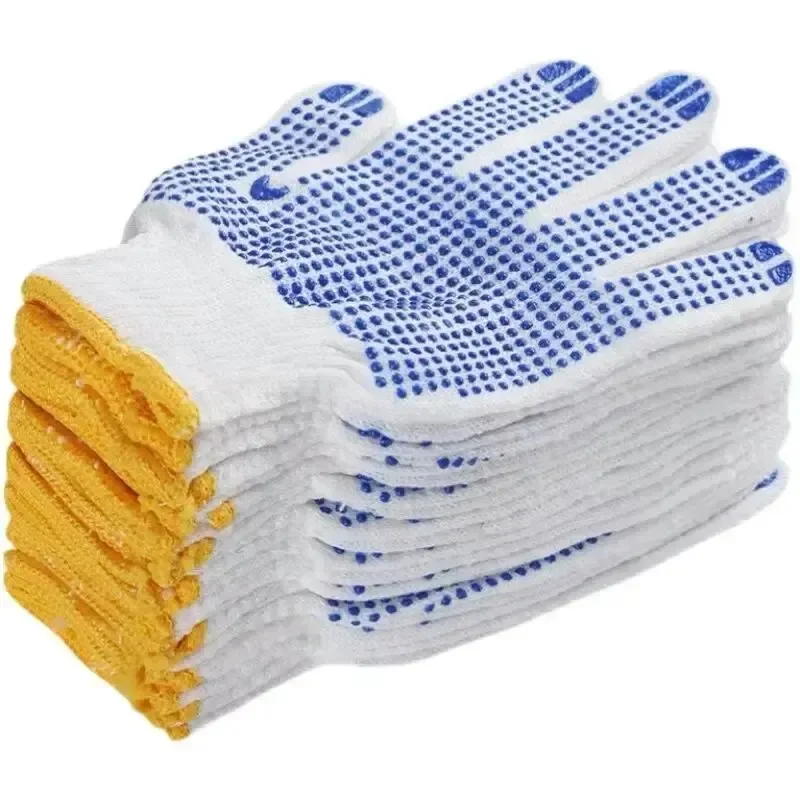 6/12Pairs Work Gloves With Anti Slip Grip, PVC Dots Safety Cotton Protection ,For Painter, Mechanic Industrial Construction