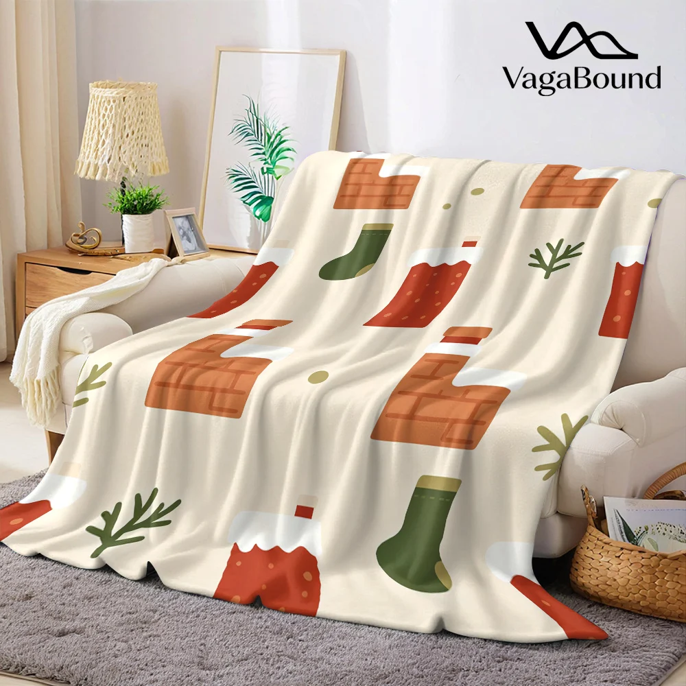 Christmas Brick Chimneys Flannel Blanket Warm Soft Halloween Christmas All-Season Couch Decorative Cozy Warm Gift