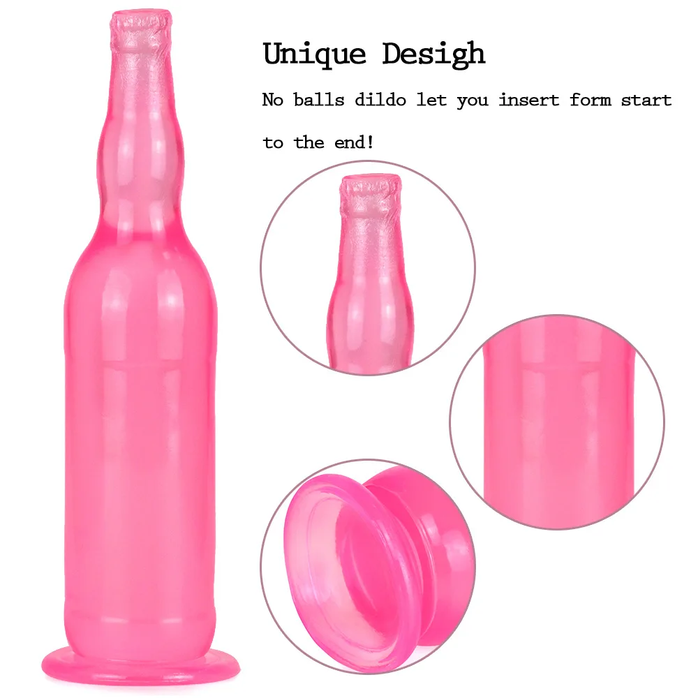 Huge bottle Anal Dildo Man Butt Plug Anal Sex Toys Vagina Anus Expander Suction Cup Silicone Beer Bottle Sex Toy for Adult Gay