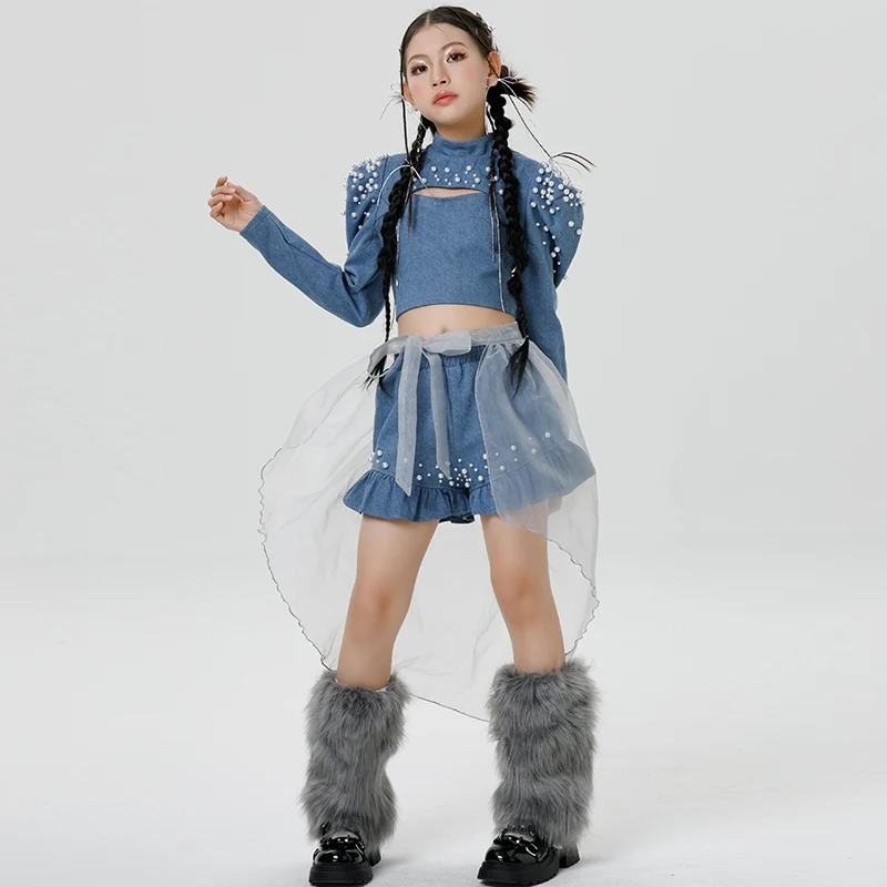 2024 New Western Cowboy Style Children's Model T-Stage Fashion Show Costume Retro Style Set Girls' Jazz Dance Outfits XH1244