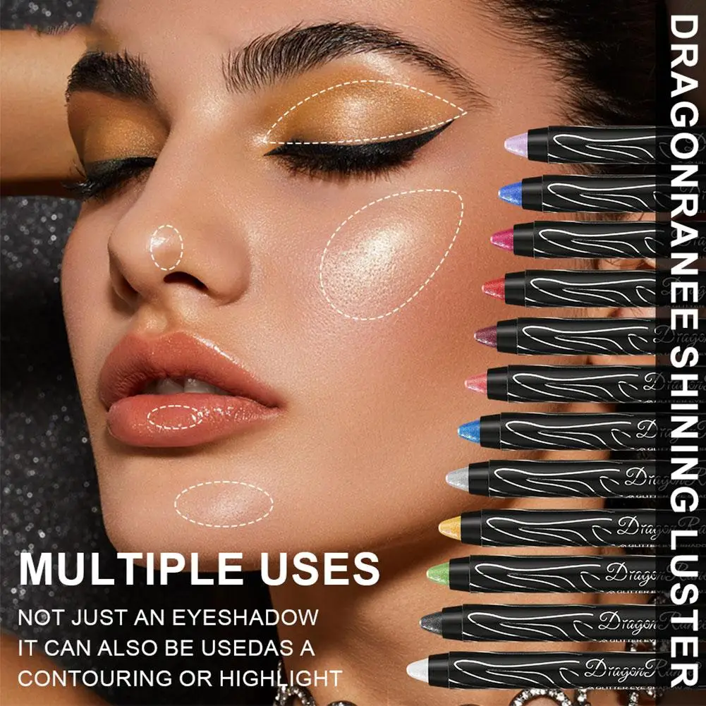 Lápiz de sombra de ojos a prueba de agua para mujer, resaltador de ojos, lápiz cosmético, lápiz de sombra, delineador de ojos de cejas, brillo de Color J6u5