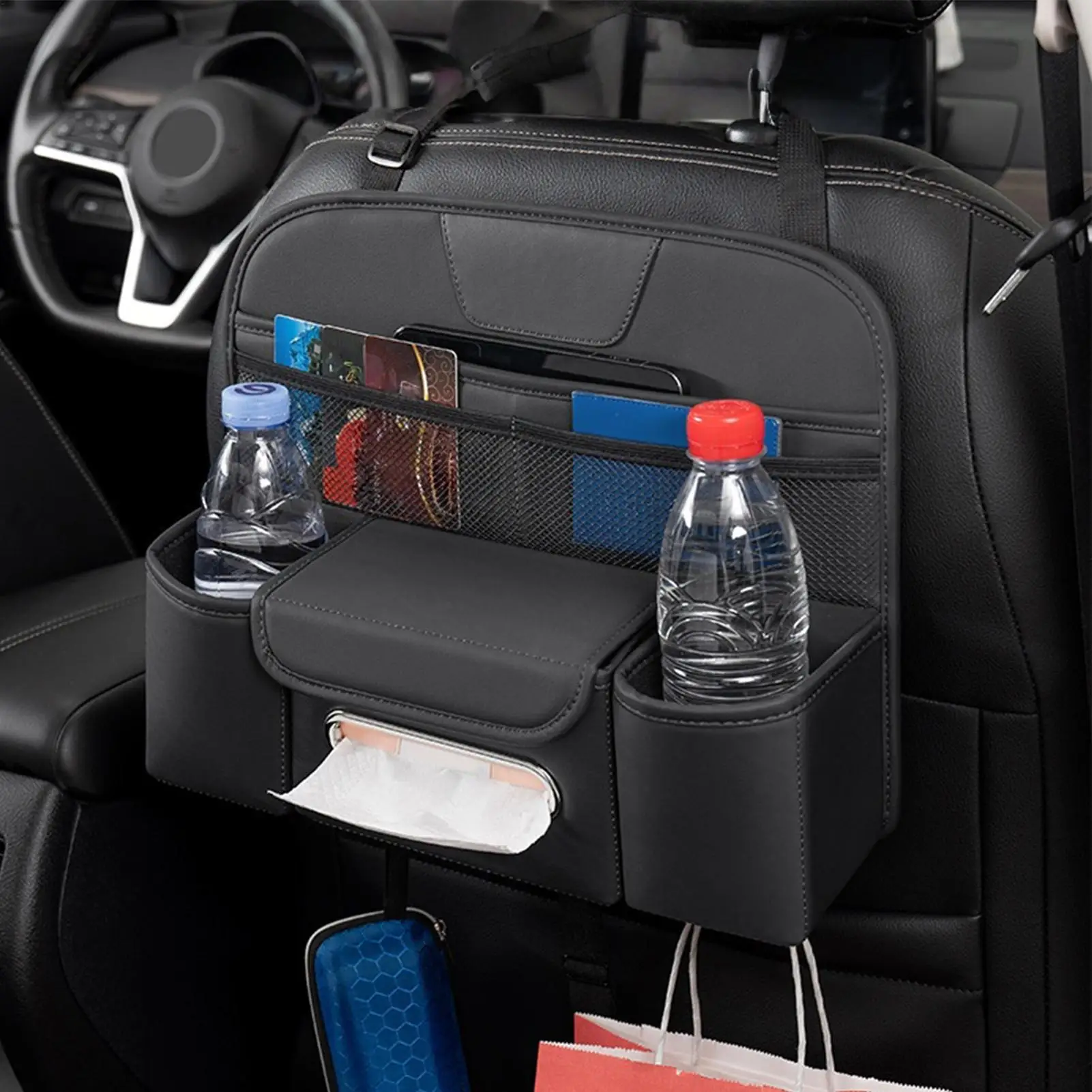 

Органайзер на спинку автомобильного сиденья, автомобильная сумка для организации заднего сиденья, держатель для напитков, коробка для салфеток для транспортных средств, внедорожников, автофургонов, грузовиков, минивэнов