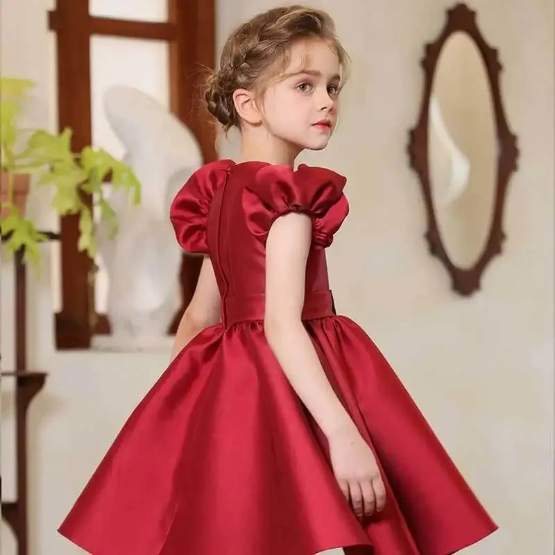 Новое детское атласное платье принцессы с объемными рукавами для девочек, высококачественная новинка и экзотическая одежда для танцев специального назначения