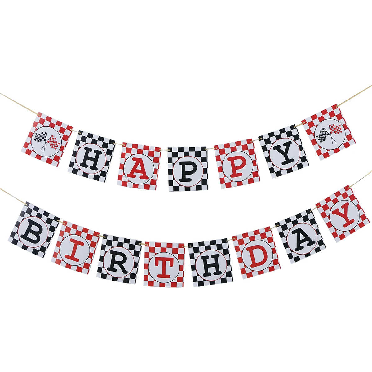 

Racing Banner Checkered Flag Garland Reusable Party Supplies Home Bunting Decorations Elegant Versatile