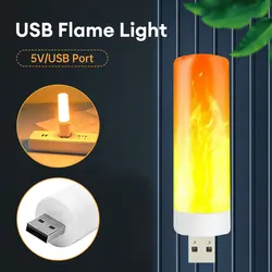 USB LED Flame Effect Light Flame Flashing Candle Light Book Lamp for Power Bank Camping Lamp Holiday Atmosphere Light Home Decor