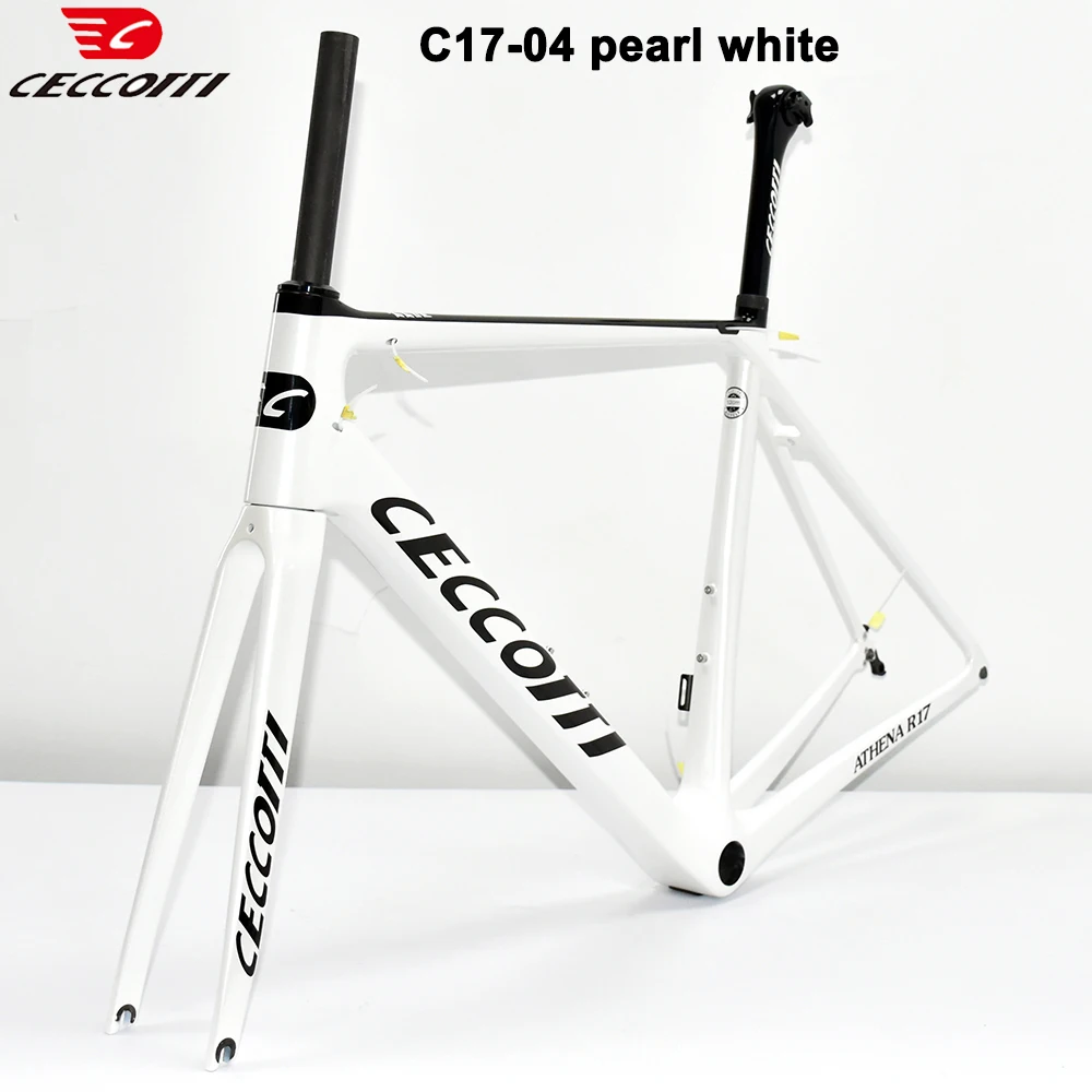 CECCOTTI RF17 Model Pearl White Carbon Frame 700C Road Bike V Brake BB86 bicycle frameset