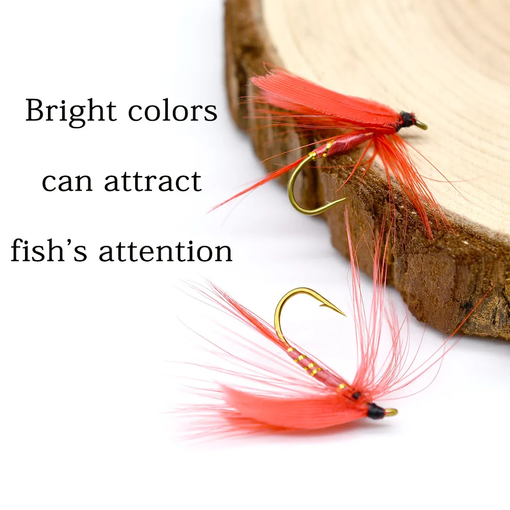 MNFT 10PCS Bait Fly Fishing For Trout Salmon Mayfly Lure Realistic Shape Red