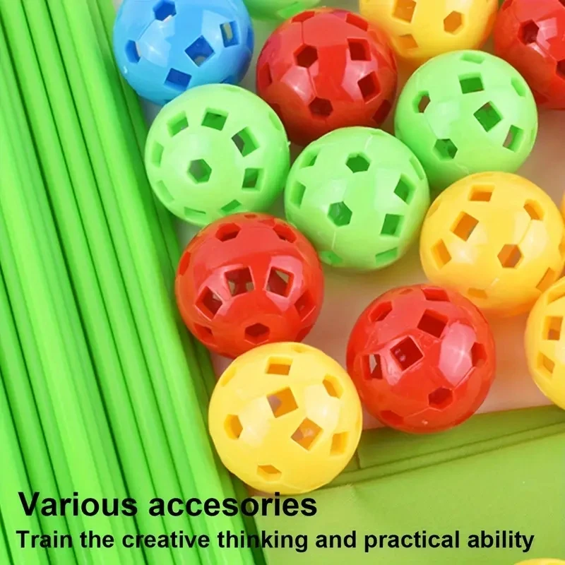 87pcs 51 Rods+36 Balls Tent Toy Building Kit, Fort Builder, Den Making Kit, Gift For Christmas, New Year And Birthday