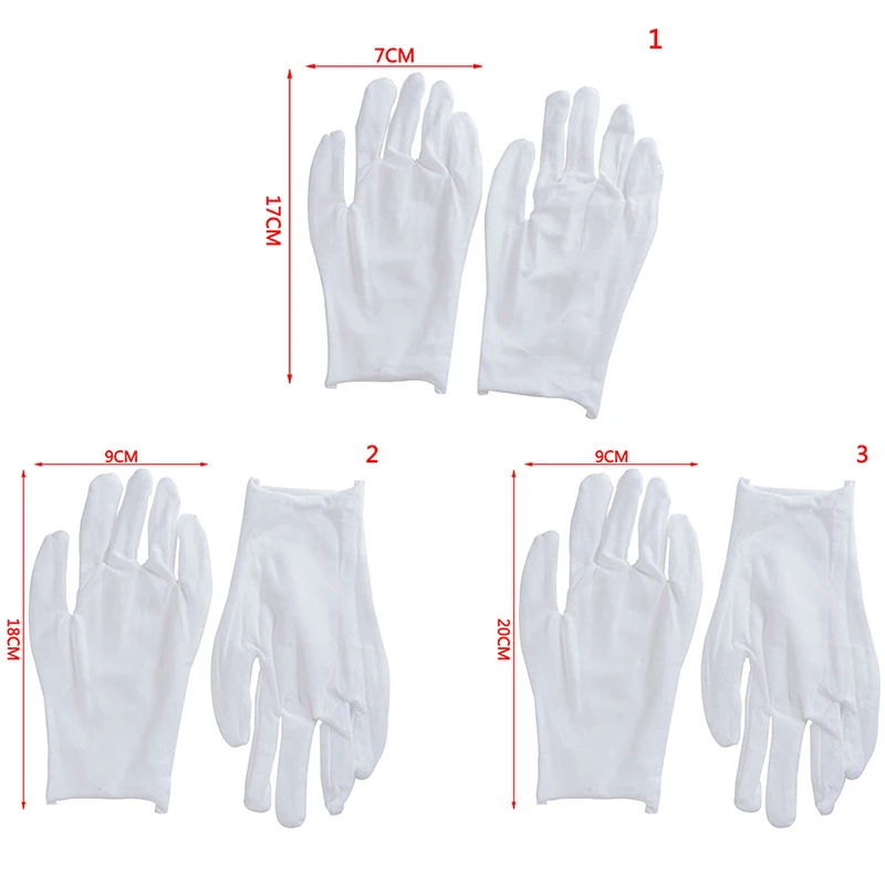 Guantes de trabajo blancos de algodón para manos secas, guantes de SPA con película, Guantes de alto estiramiento, Herramientas de limpieza del hogar, S, M, L