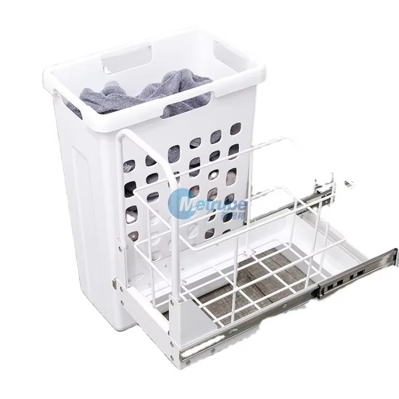 Plastic laundry basket pull up bucket clothes basket