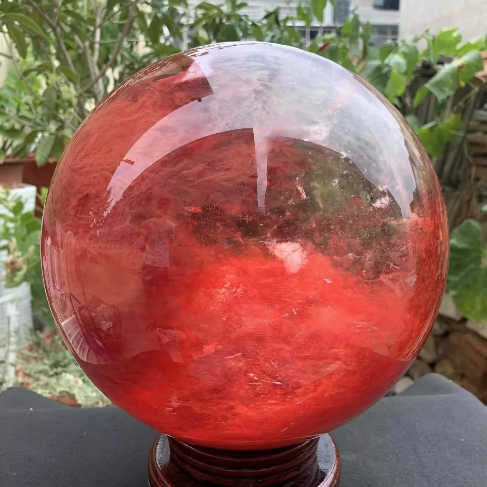 Magical Huge Red Smelting Stone Quartz Ball Crystal Ball Mineral Sample Healing Gem Home Office Degaussing Decoration Gift