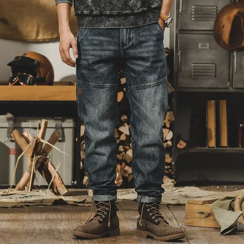 Casual Washed Jeans New Korean Retro High Street Trendy Brand Teen Loose Straight Harem Pants Men's Trousers Man Clothing