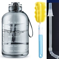 Botellas de agua de 3 litros con tiempo para beber, Pajita motivacional, jarra grande deportiva con asa, a prueba de fugas, libre de BPA para hombres y mujeres