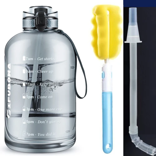 Botellas de agua de 3 litros con tiempo para beber, Pajita motivacional, jarra grande deportiva con asa, a prueba de fugas, libre de BPA para hombres y mujeres