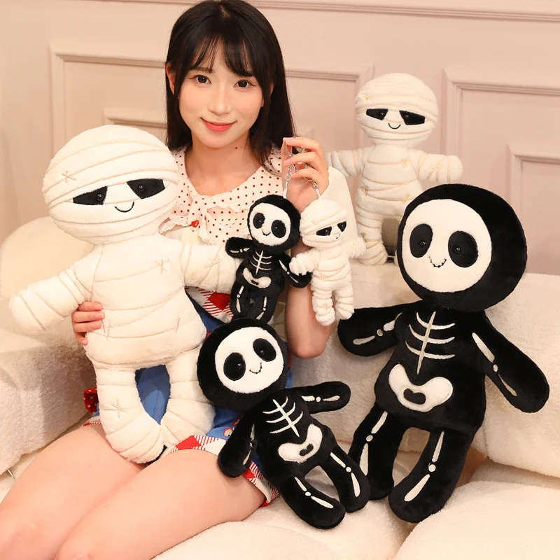 Halloween Plush Toys Stuffed Skeleton Mummy Plushies Bag Pendant Funny Prank Doll Cuddly Pillow Party Home Decor Gifts