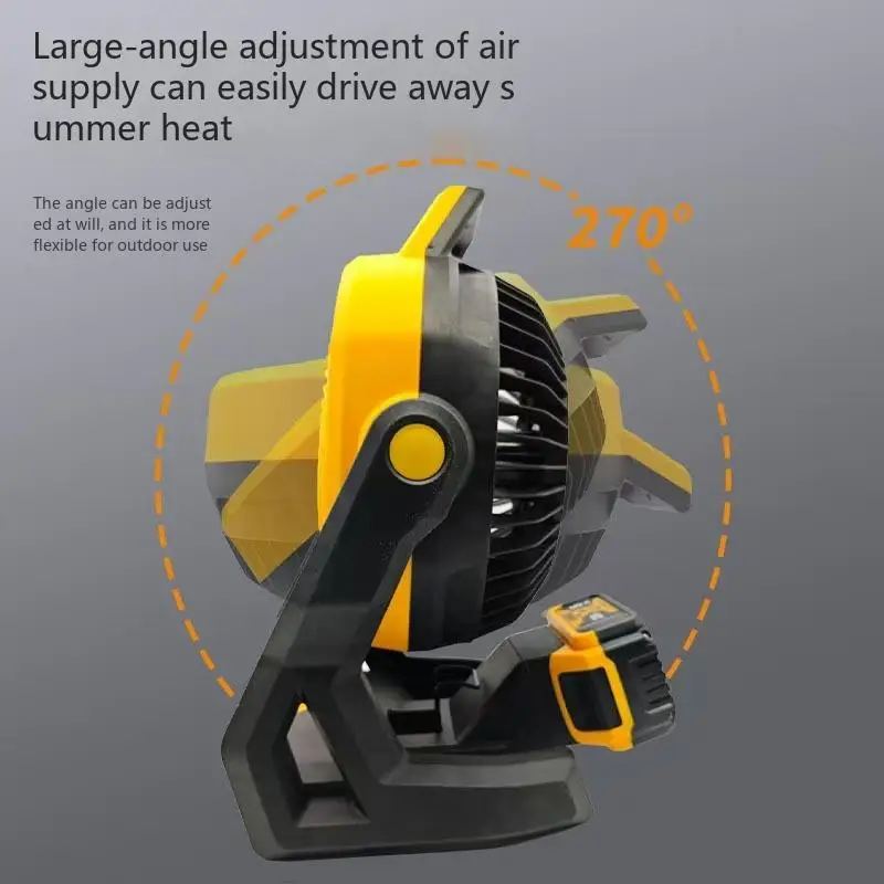 متوافق مع مروحة التخييم ببطارية ليثيوم Dewei مقاس 10 بوصات، ومروحة مزدوجة الأغراض بتيار متردد/تيار مستمر، طاقة عالية