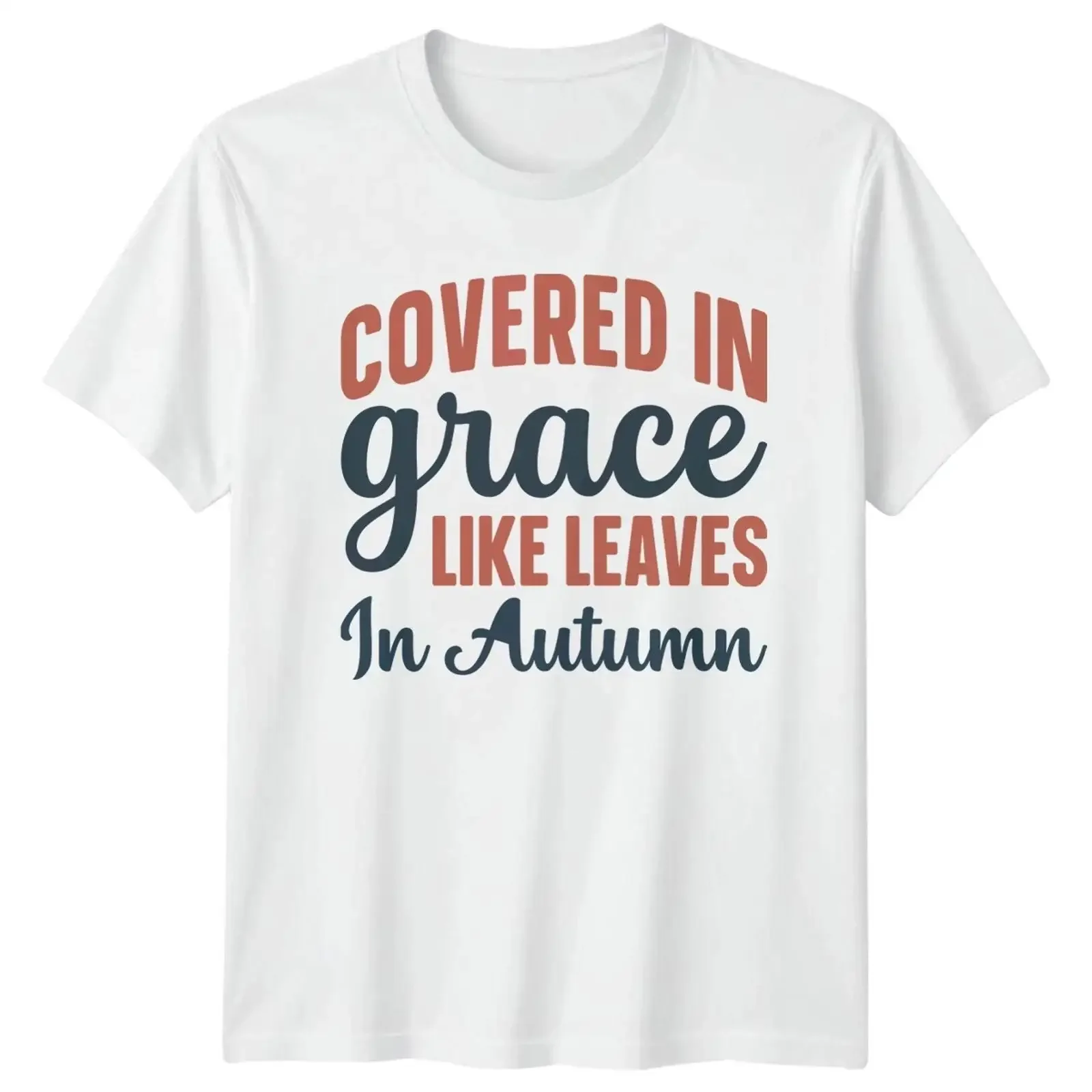 Covered In Grace Like Leaves T Shirt Saisonaler Herbst Christlicher Glaube vintage Washed homme Stylish designer clothes