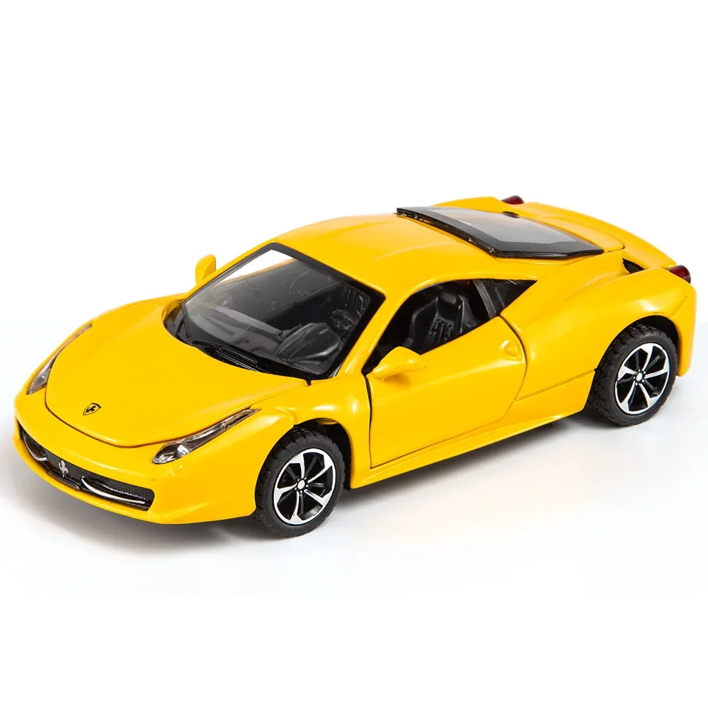 Simulation Ferrari Pull Method Jouet décoratif pour enfants, Alliage 458, Son et lumière, Modèle de voiture de retour pour garçon, 1: 32