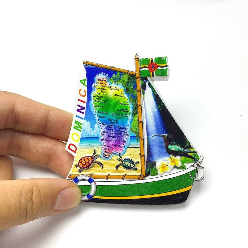 

Dominica Island Personalized Sailboat 3D Magnetic Fridge Magnet Beach Theme Tourist Souvenir Decorative Keepsake