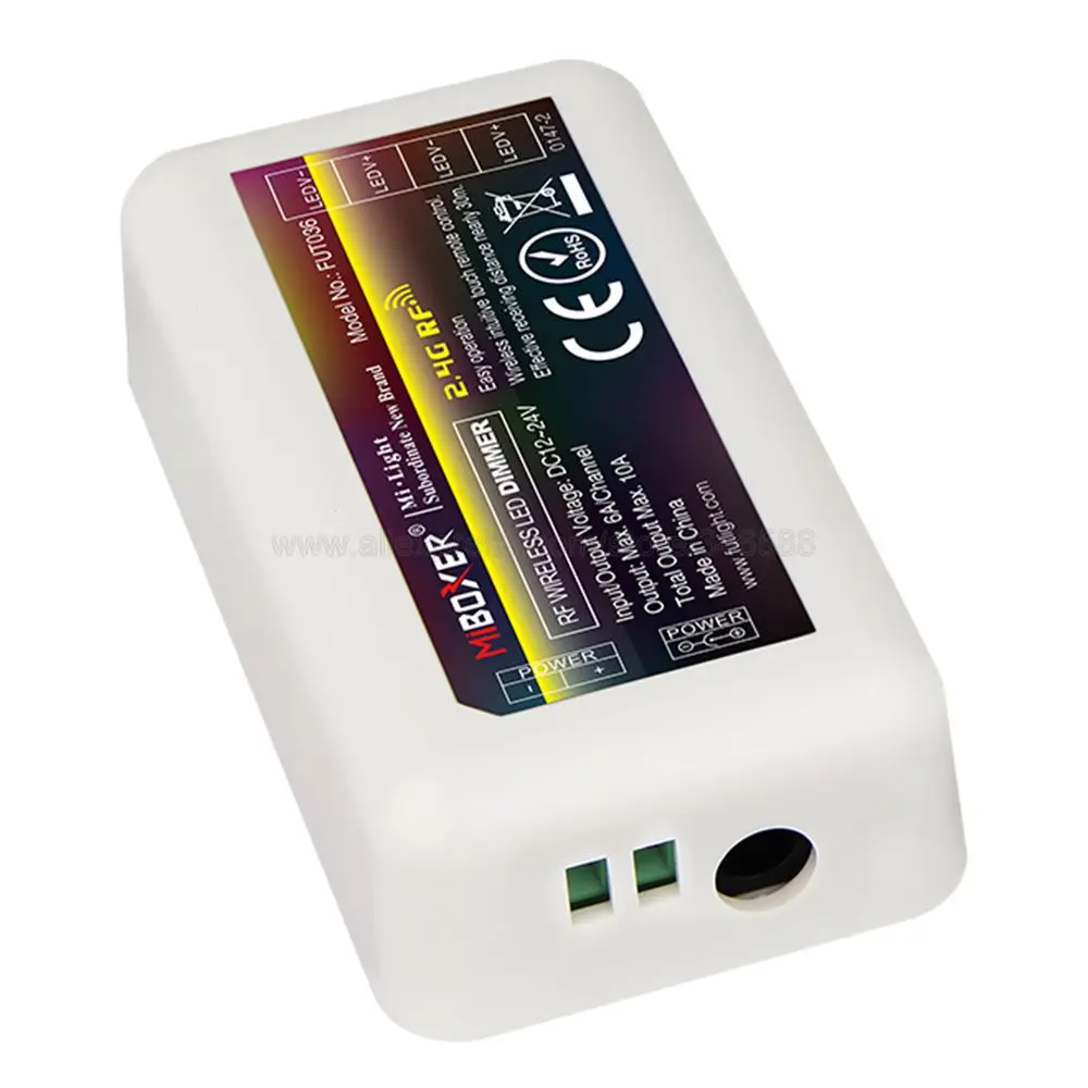 Imagem -06 - Miboxer 2.4g rf Wifi Compatível Brigtness de Zonas Controlador Dimmer Led Ajustável para dc 12v 24v Tira Led de Cor Única Fut036