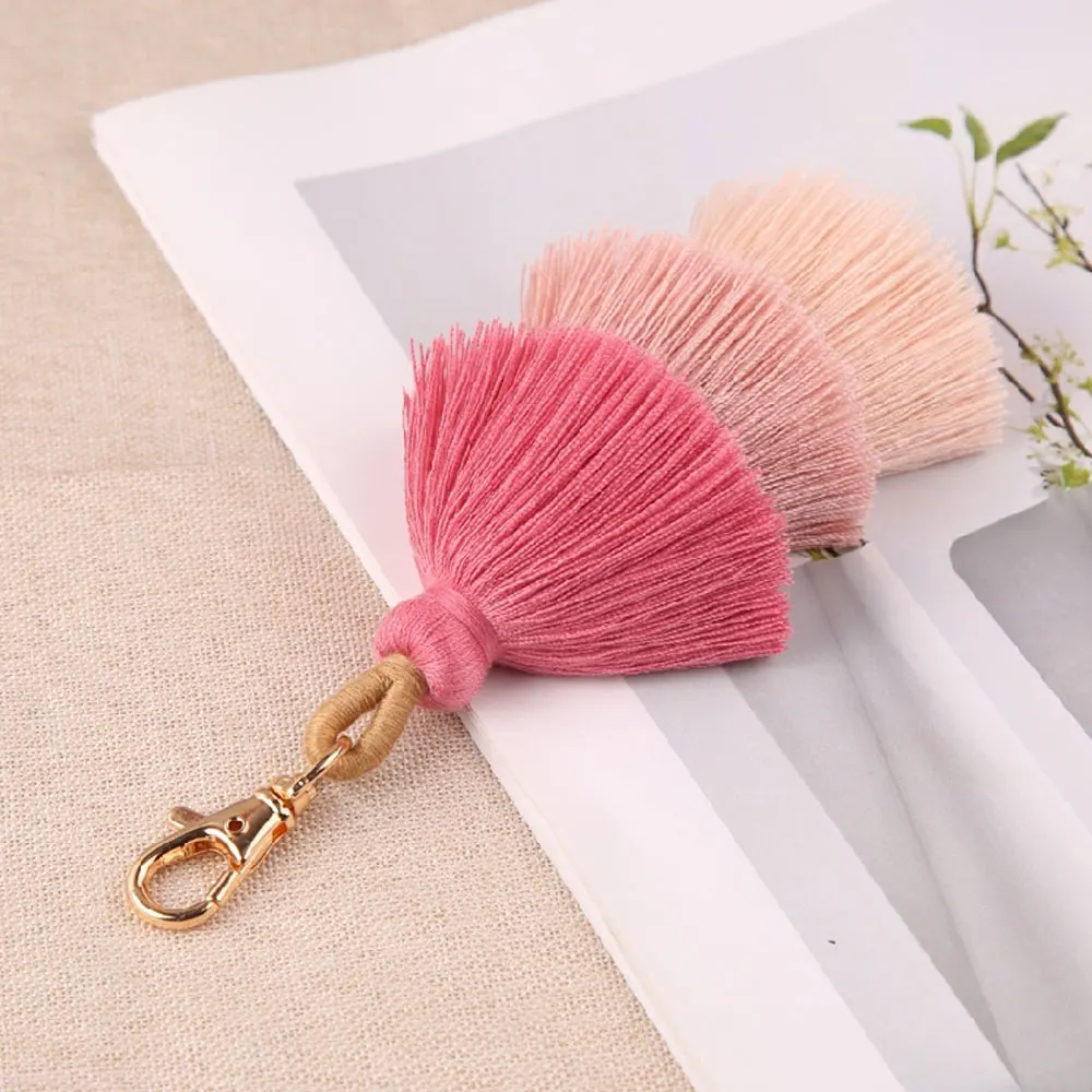 

Colorful 3 Layered Tassel Handmade Keychain Bag Charms Gradient Colors Key Holder Jewelry Gift For Women Gadget Car Accessories