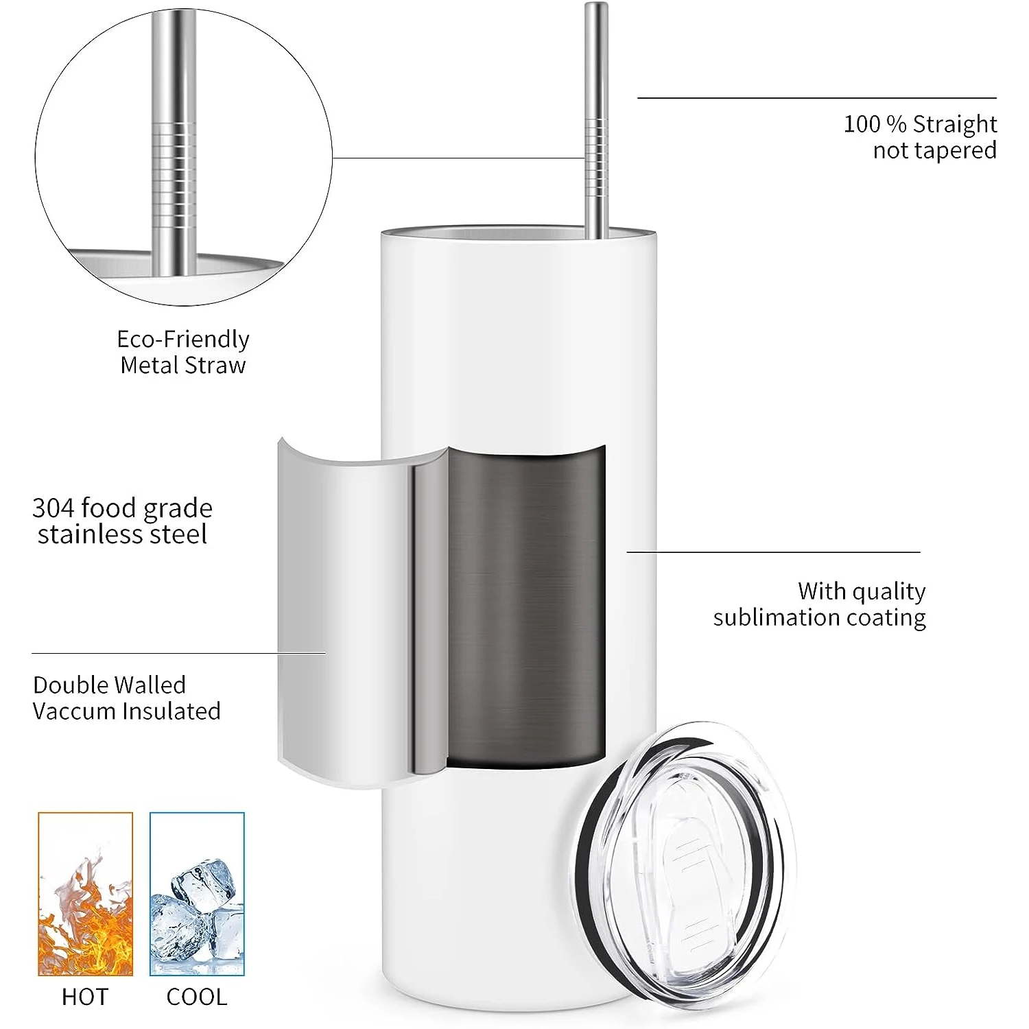20oz Straight Cup, Sublimation Cup