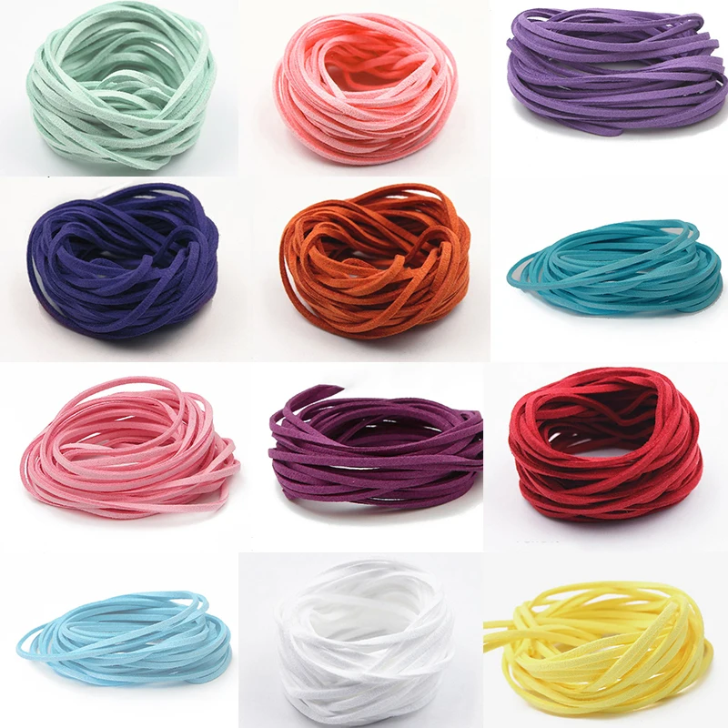 10m 2.5mm Flat Faux Suede Braided Cord Velvet Thread Leather Cord Rope For Necklace Bracelet Keychain Beading Making String