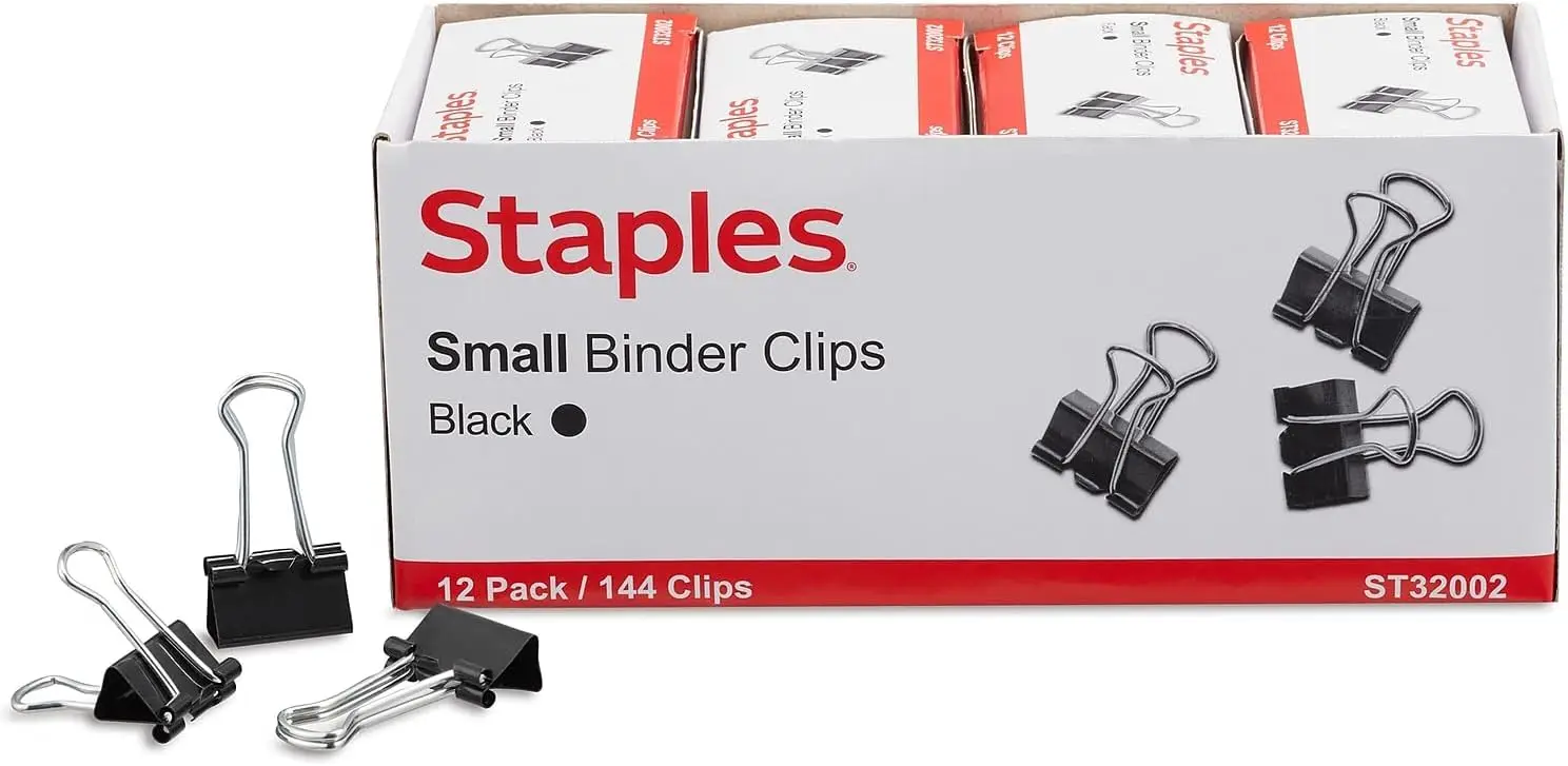 

Small Binder Clips, 144 Pack – 0.38" Capacity, Black, Durable Steel for Office & Home