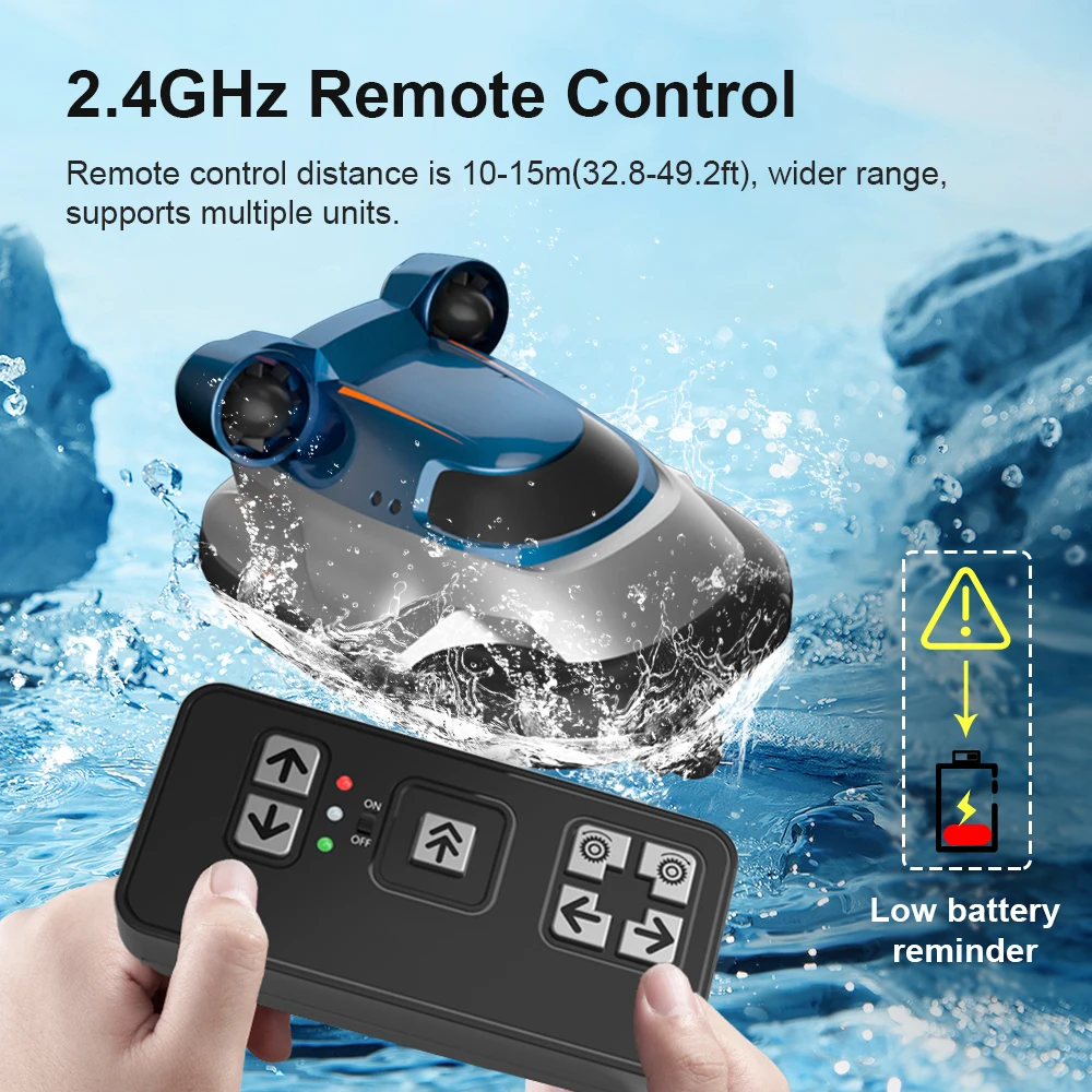 Mini RC Boats 2.4GHz hovercraft High Speed Electric Ship Water Model  LED Lights Children Competition Water Toys for Kids Gifts