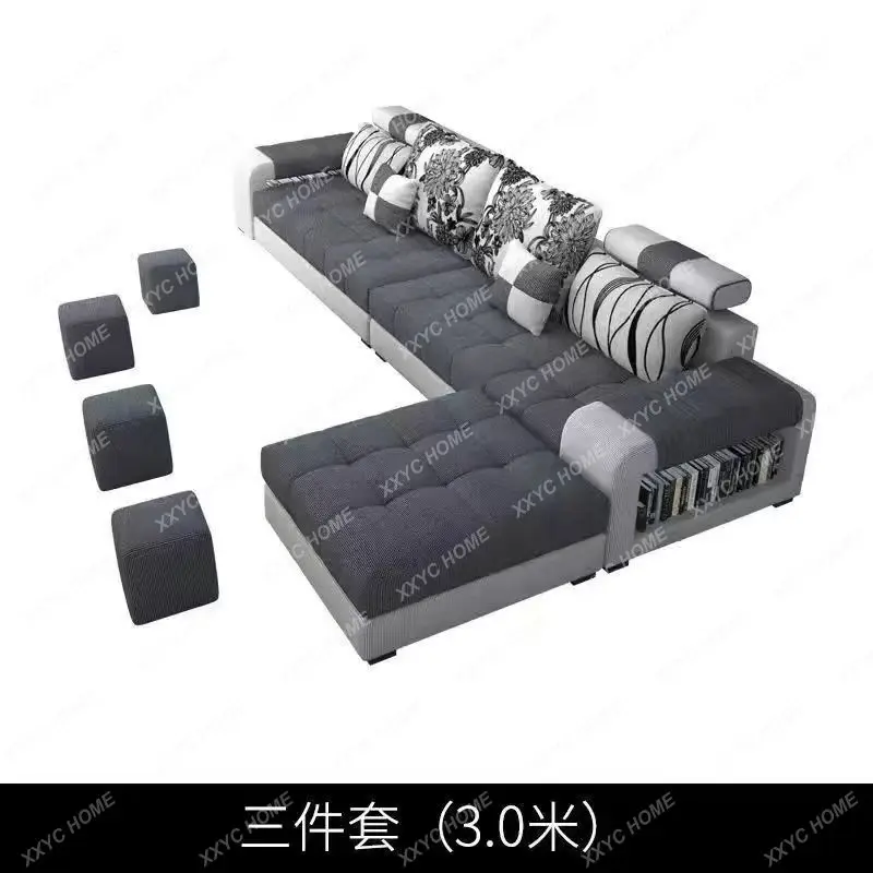 Sofa household living room size apartment fully equipped U-shaped disassembly and washing fabric sofa simple technology