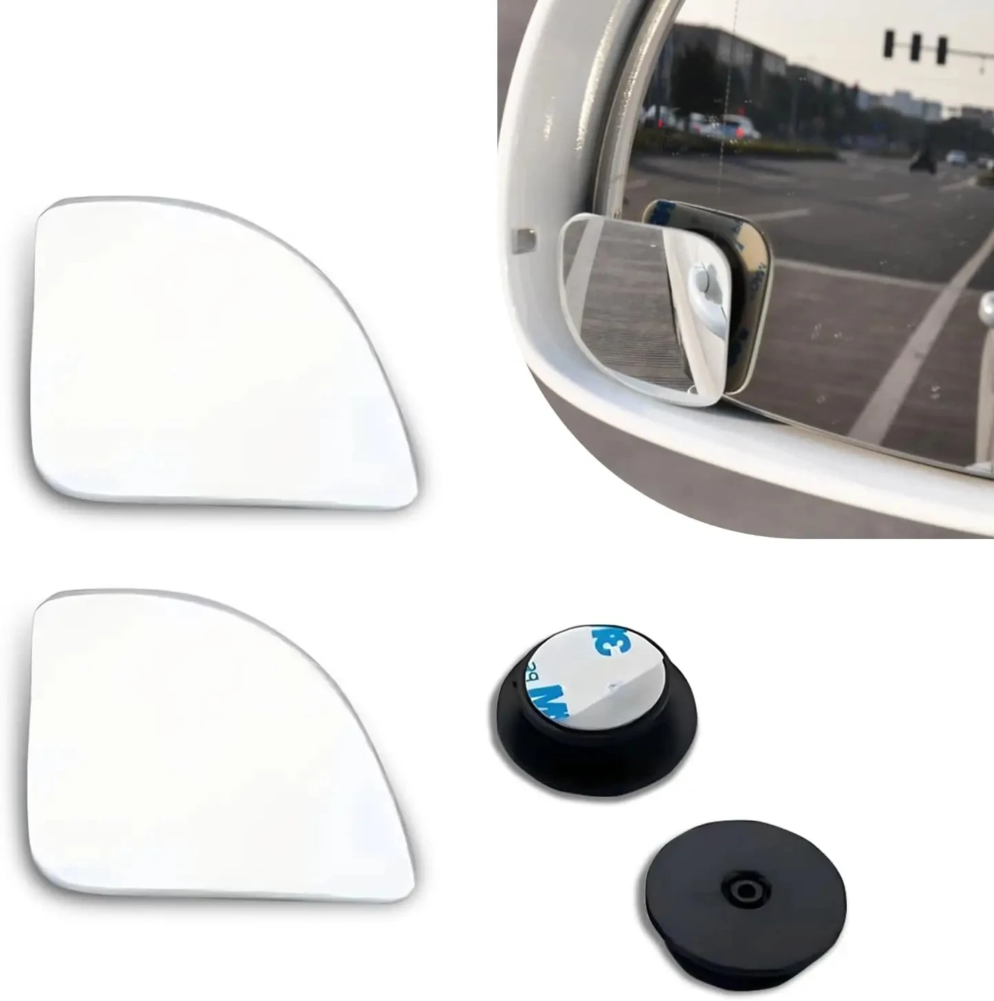 Espelho de Ponto Cego para Carro, 2 Peças, Espelho Convexo de Vidro HD Ajustável em 360 Graus, Espelho Retrovisor para Carro SUV e Estacionamento Reverso