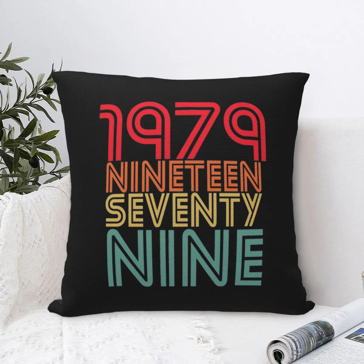 1979 Birthday Year Pillowcase Polyester Cushion Cover Decoration 45th Birthday Gift Pillow Case Cover Bed Zippered 40*40cm